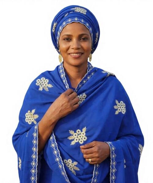 Wholesale Women Blue Swiss Voile Hijab Floral Embroidery Lightweight Breathable Scarf